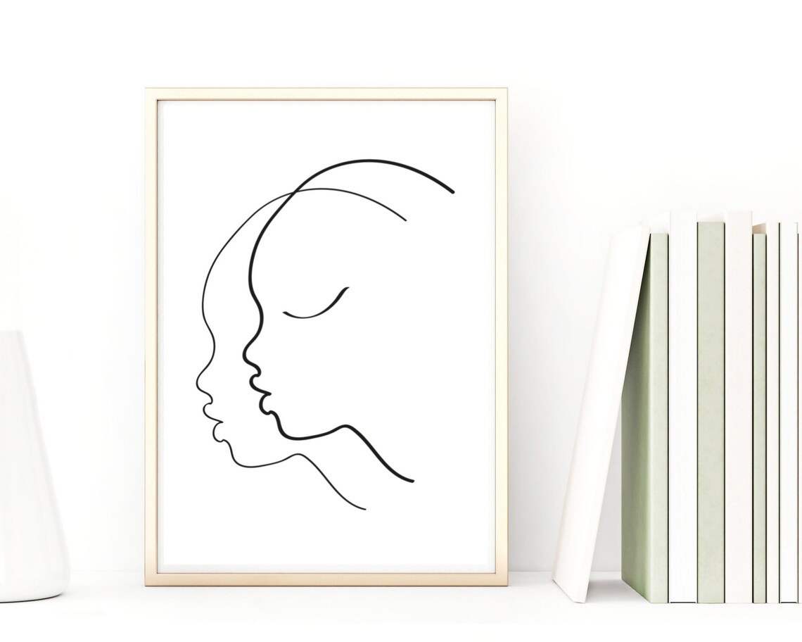 Minimalist Woman Profile Single Line Drawing Modern Abstract Art Poster