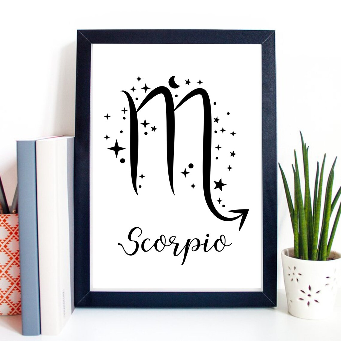 Scorpio Zodiac Symbol Starry Script Celestial Astrology Wall Decor Poster