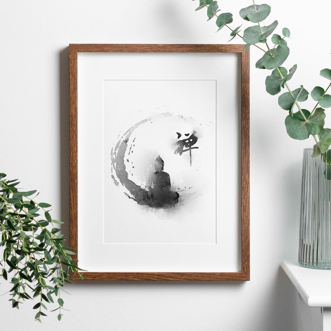 Zen Buddha Ink Watercolor Meditation Enso Circle Asian Poster - Image 2