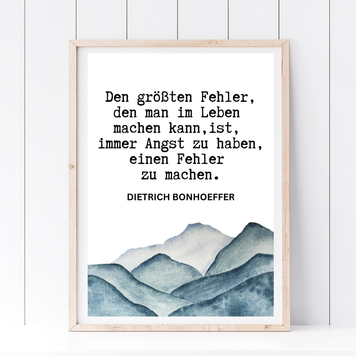 Bonhoeffer Quote Fear of Mistakes German Typography Wall Art Print
