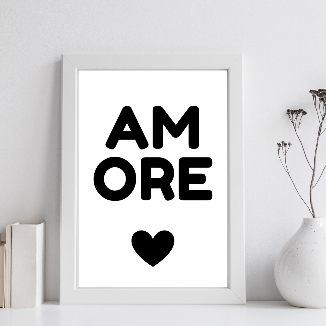 Din A4 Art Print Without Frame Saying Amore Love Typography Print Poster Image - Image 3