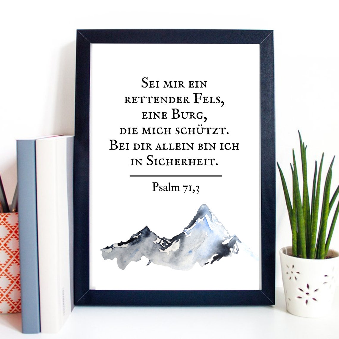 Psalm 71 Bible Verse German Faith Mountain Watercolor Poster - Image 3