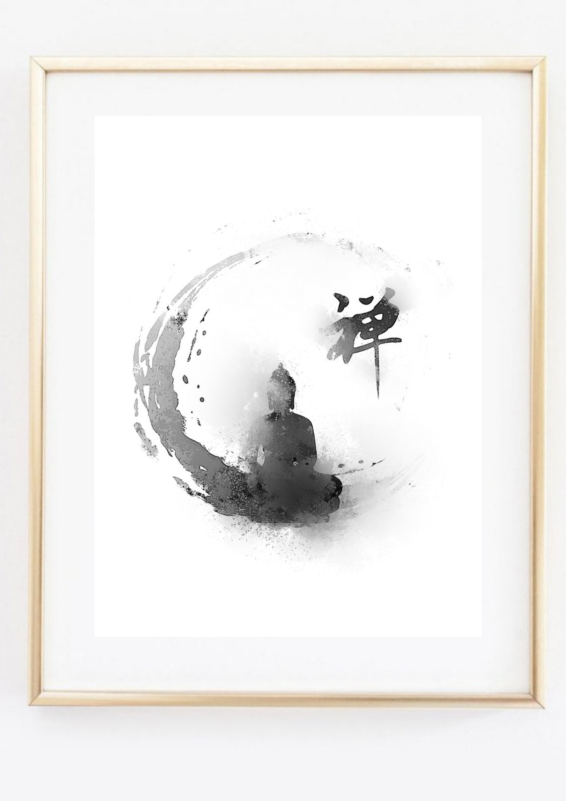 Zen Buddha Ink Watercolor Meditation Enso Circle Asian Poster - Image 3