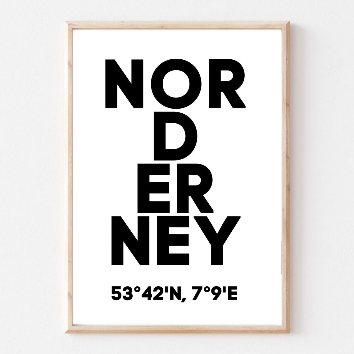 Din A4 Art Print Without Frame Norderney Coordinates Island North Sea Typography Print Poster Image - Image 2