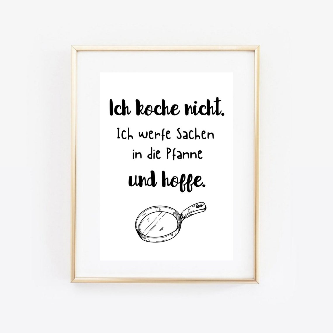 Ich Koche Nicht Funny German Cooking Quote Frying Pan Kitchen Poster