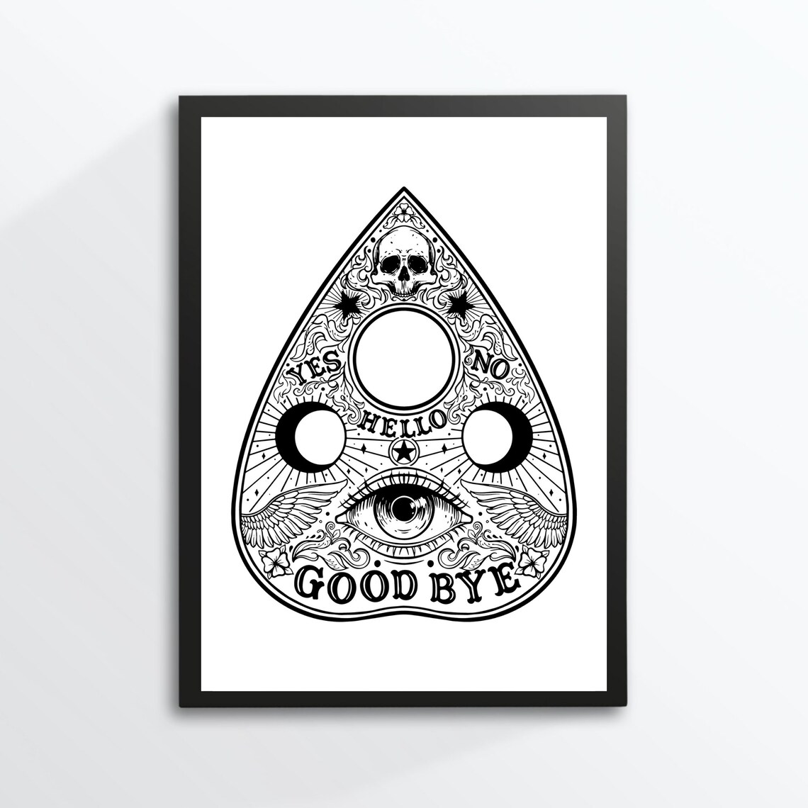 Ouija Planchette Occult Skull Eye Moon Phases Gothic Witchy Wall Poster - Image 3