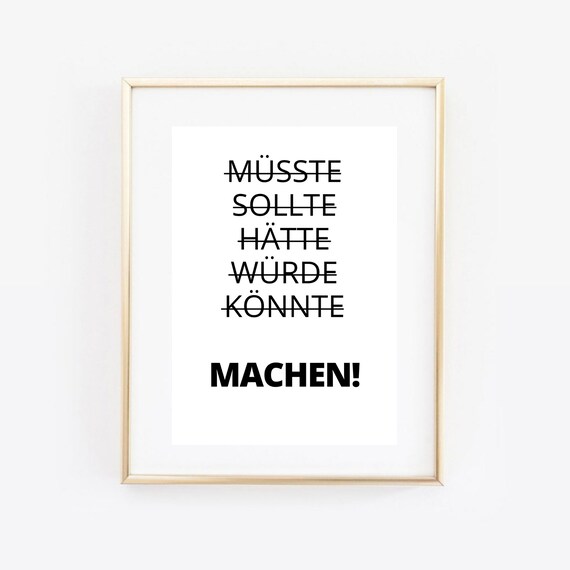 Just Do It Motivation German Quote Typography Mindset Minimalist Poster