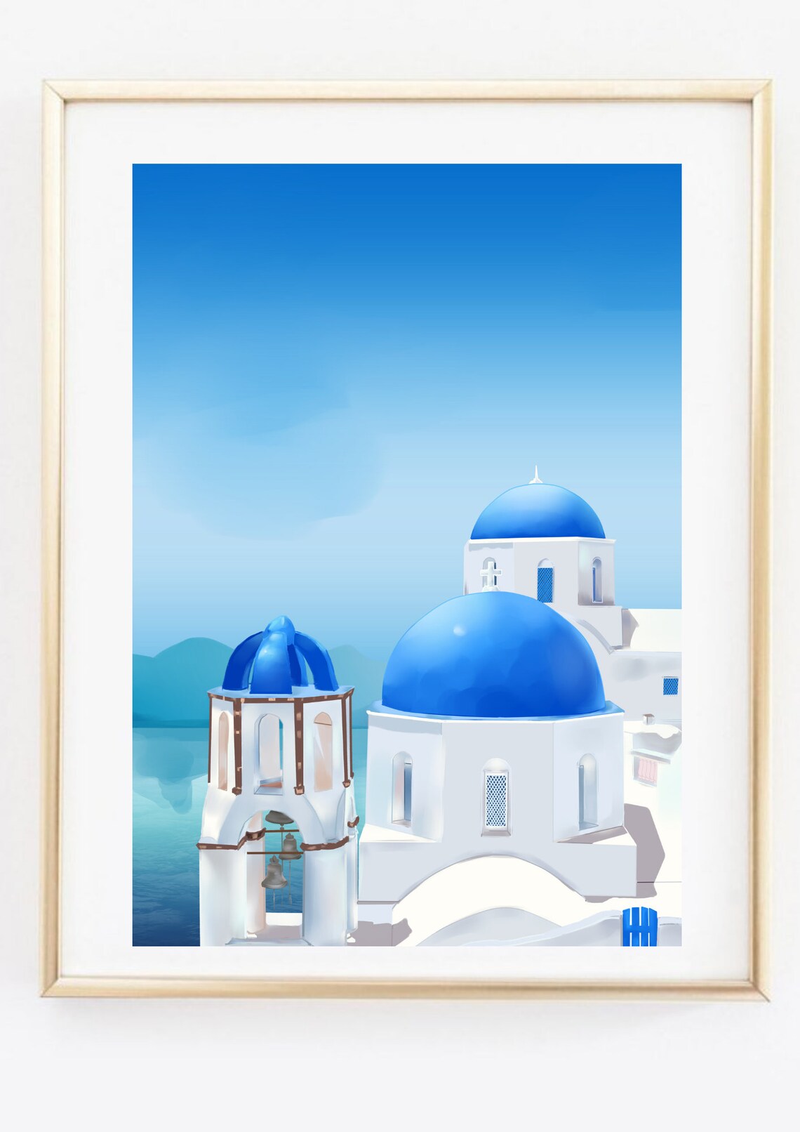 Santorini Sea Landscape Graphic Print, Greece - Image 2