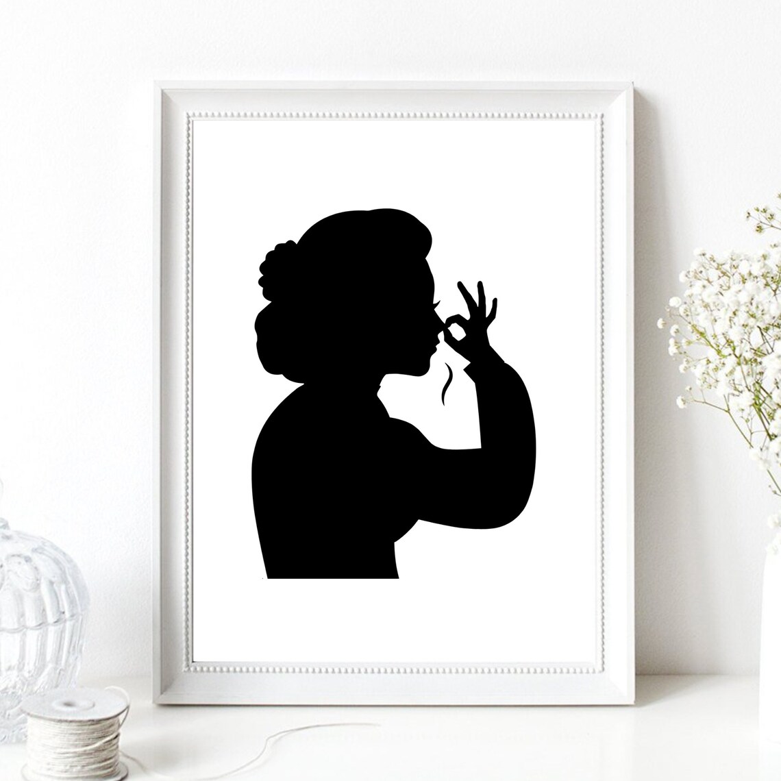 Funny Smell Silhouette Woman Pinching Nose Bathroom Humor Poster - Image 2