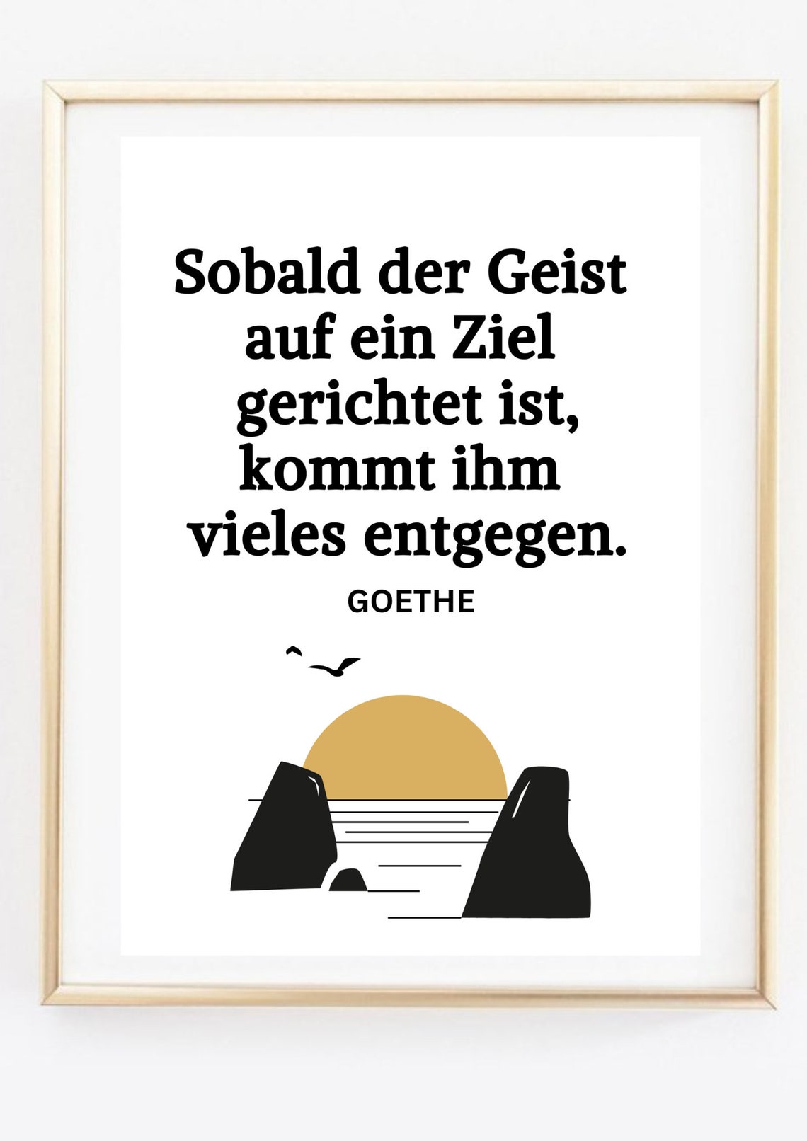 Goethe Goal Focus Quote Minimalist Sunset Cliffs Wall Art Print - Image 3