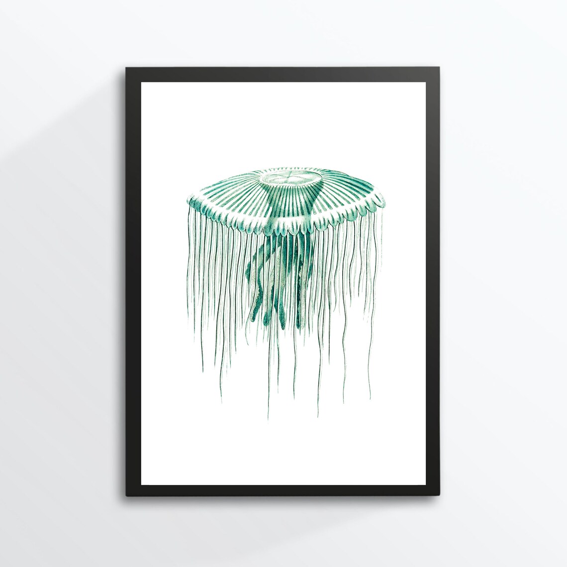 Din A4 Art Print Without Frame Jellyfish Medusa Cnidarian Vintage Retro Turquoise Print Poster Image - Image 2
