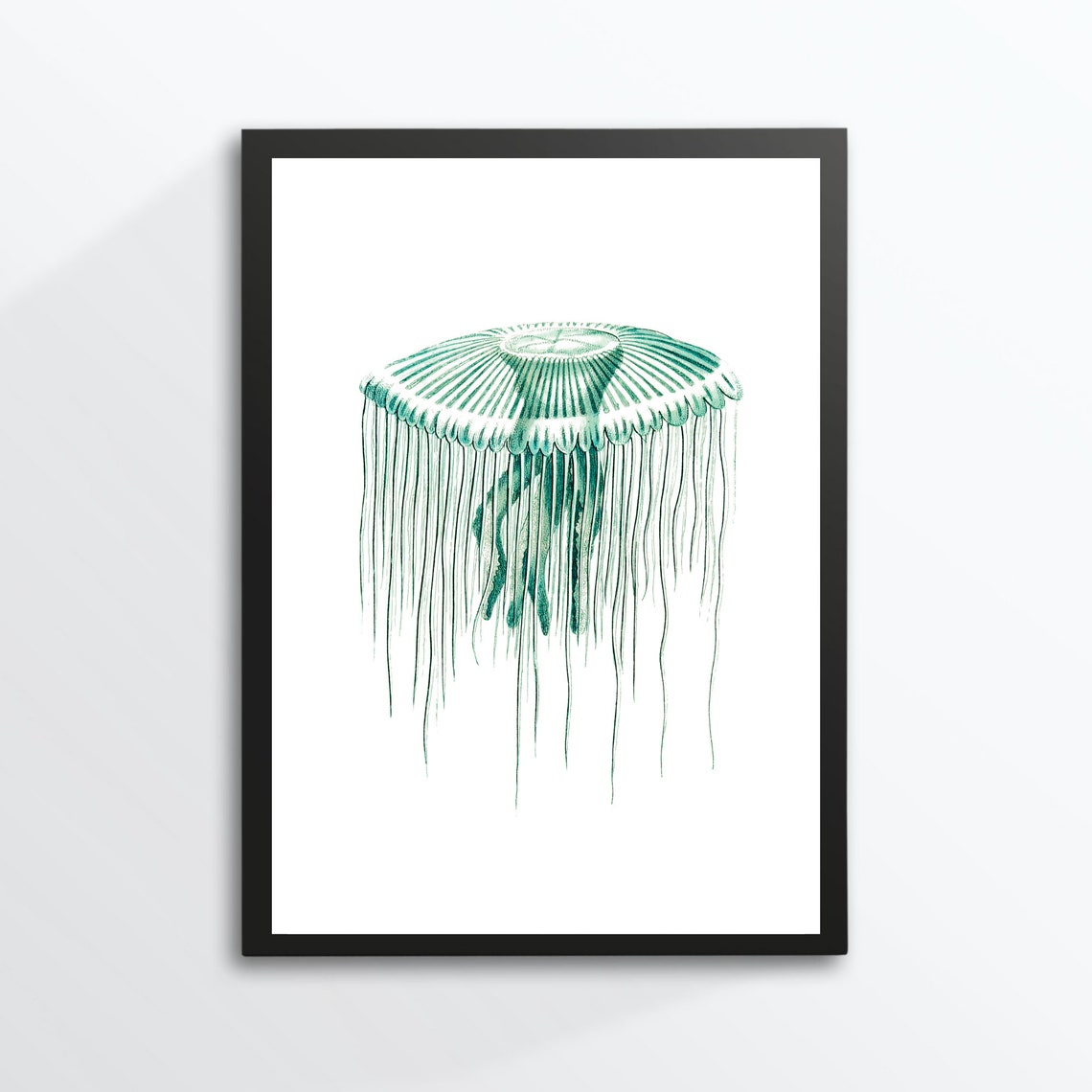 Turquoise Jellyfish Vintage Marine Illustration Ocean Wall Art Poster - Image 2