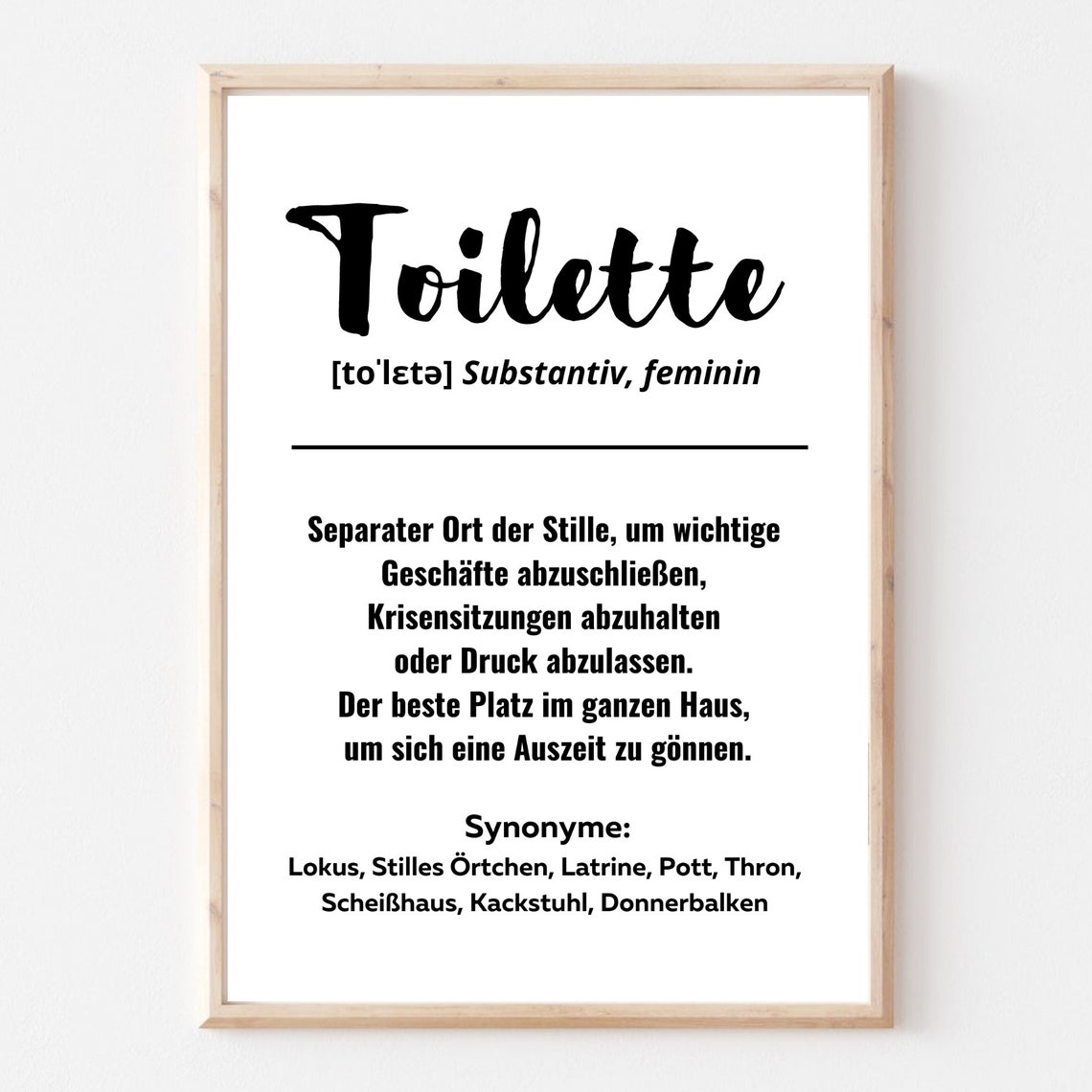 Toilette Definition German Bathroom Quote Funny Dictionary Word Poster - Image 3
