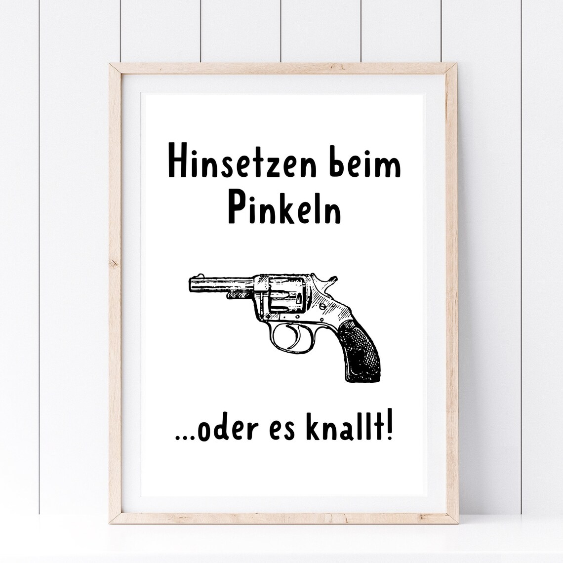 Funny German Bathroom Rule Sign Revolver Humor Toilet Poster Wall Art