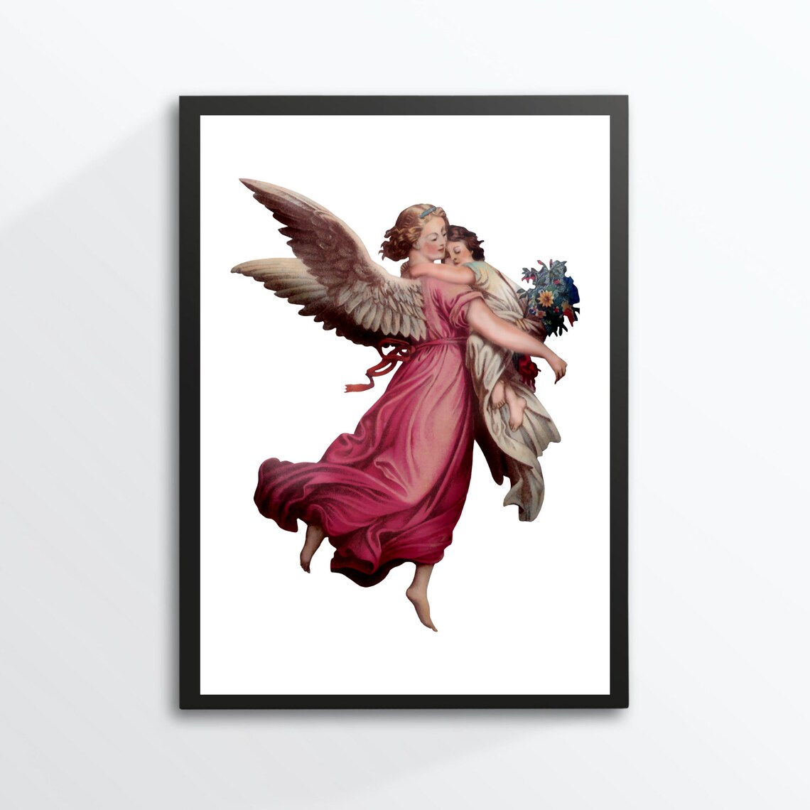 Guardian Angel Carrying Child Vintage Religious Art Print Wall Poster - Image 2