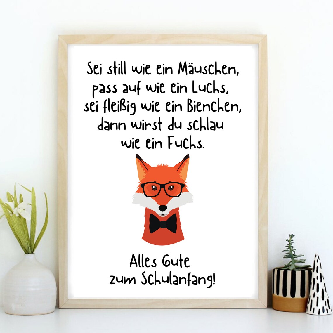 Clever Fox School Poem Back To School Gift Kids Saying Animal Poster - Image 2