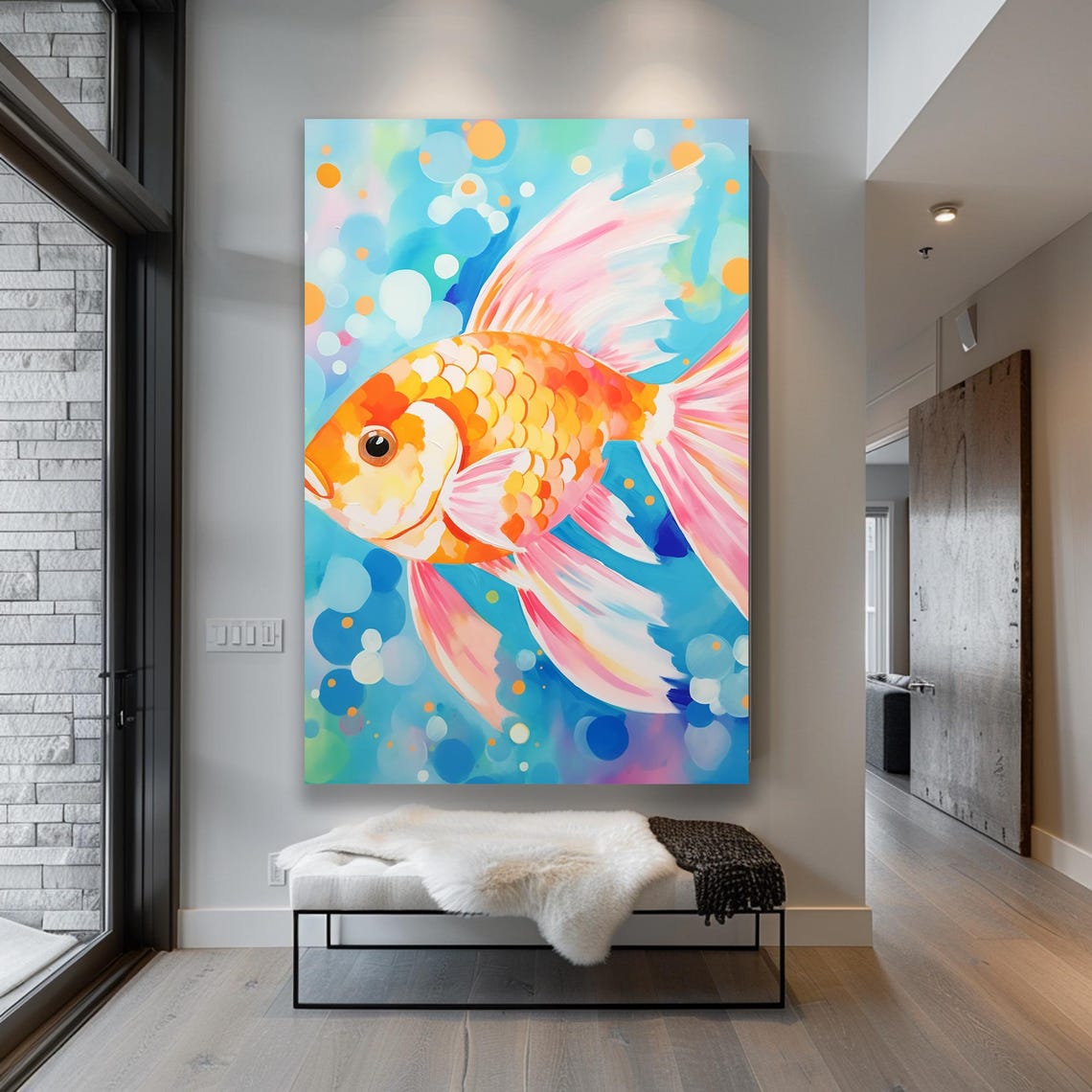 Japanese Fish Decor Bathroom Wall Decor Aquarium Art Wall Hanging Unique Gifts Wall Decor Minimalist Art Maximalist Decor Home Decor - Image 2