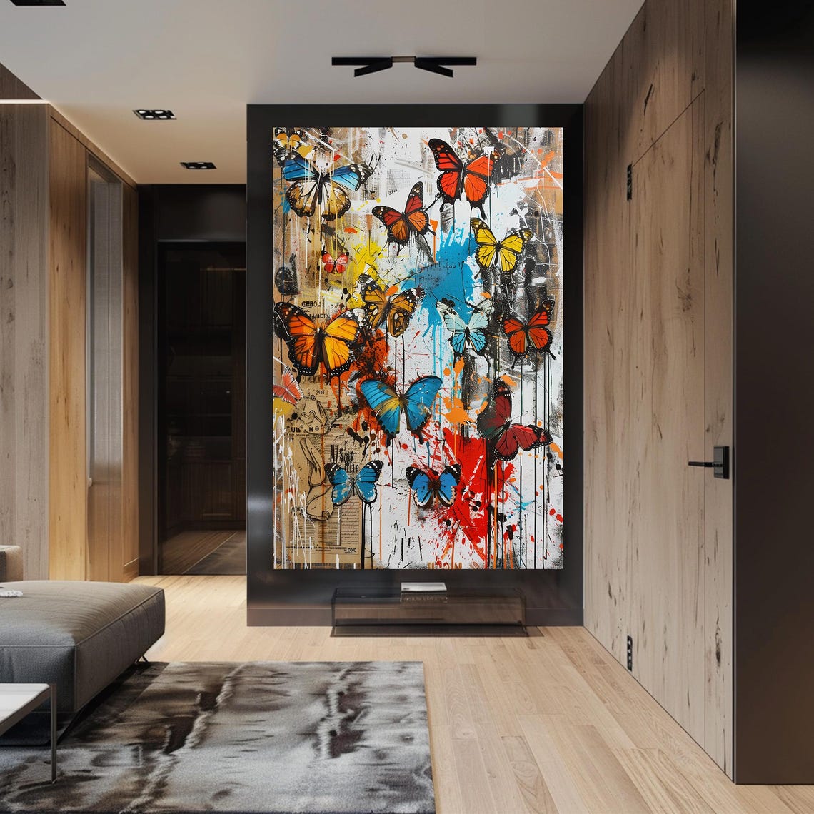 Butterfly Graffiti Print Colorful Urban Wall Art Street Style Butterfly Decor Vibrant Abstract Graffiti Art Framed Modern Art - Image 3