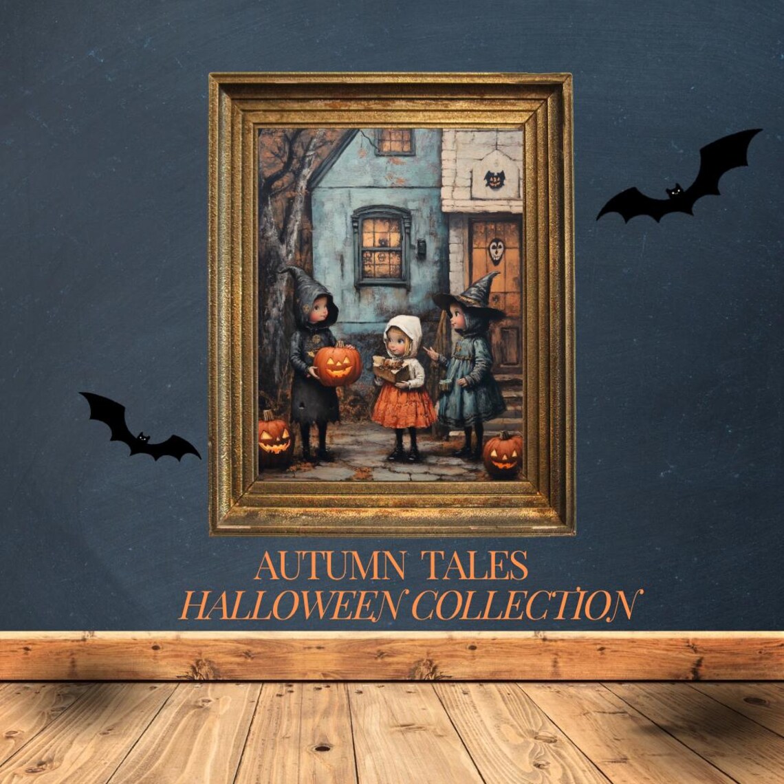 Cute Witch Kids Trick Or Treat With Jack O Lanterns Halloween Wall Poster - Image 6