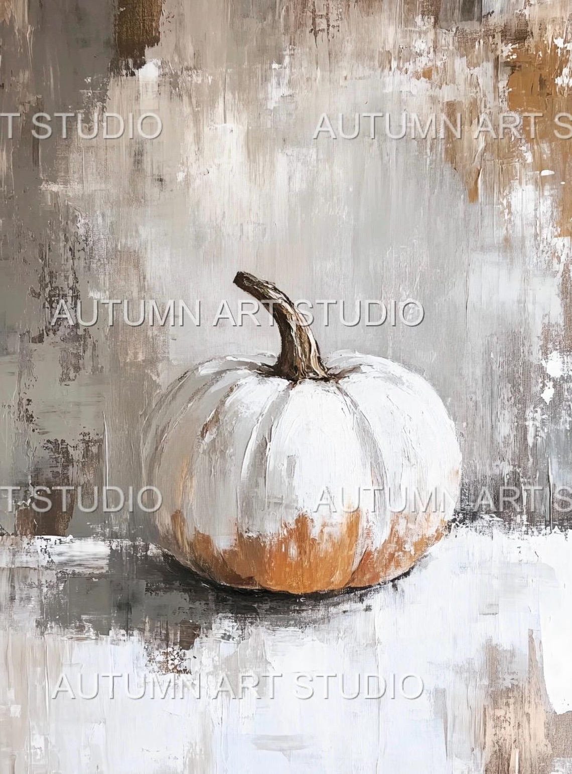 Minimalist White Pumpkin Abstract Grey Still Life Fall Poster - Image 4
