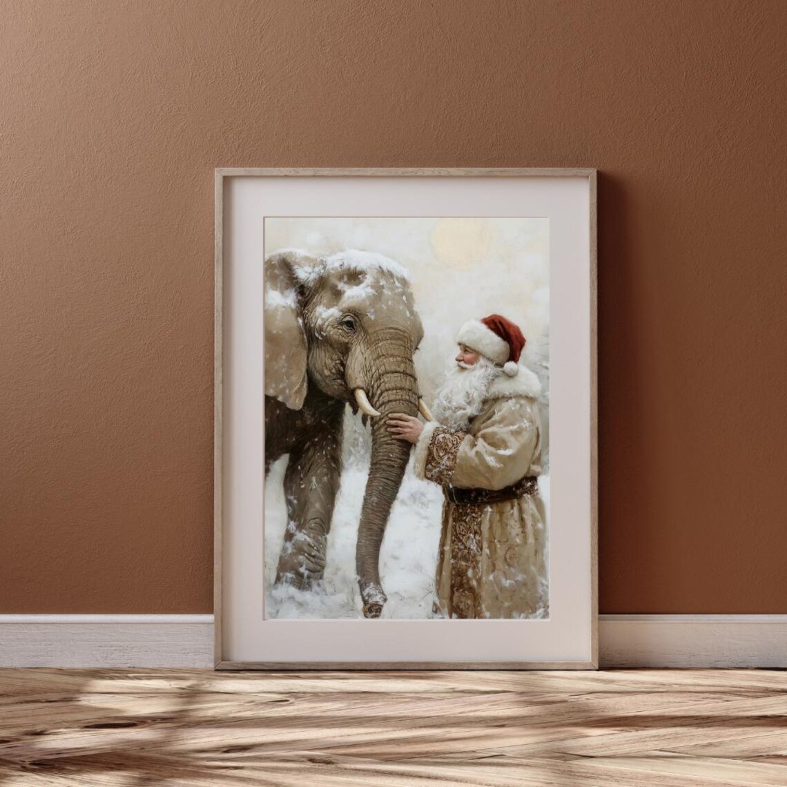 Santa And Elephant Reunion Christmas Poster, Holiday Decor - Image 6