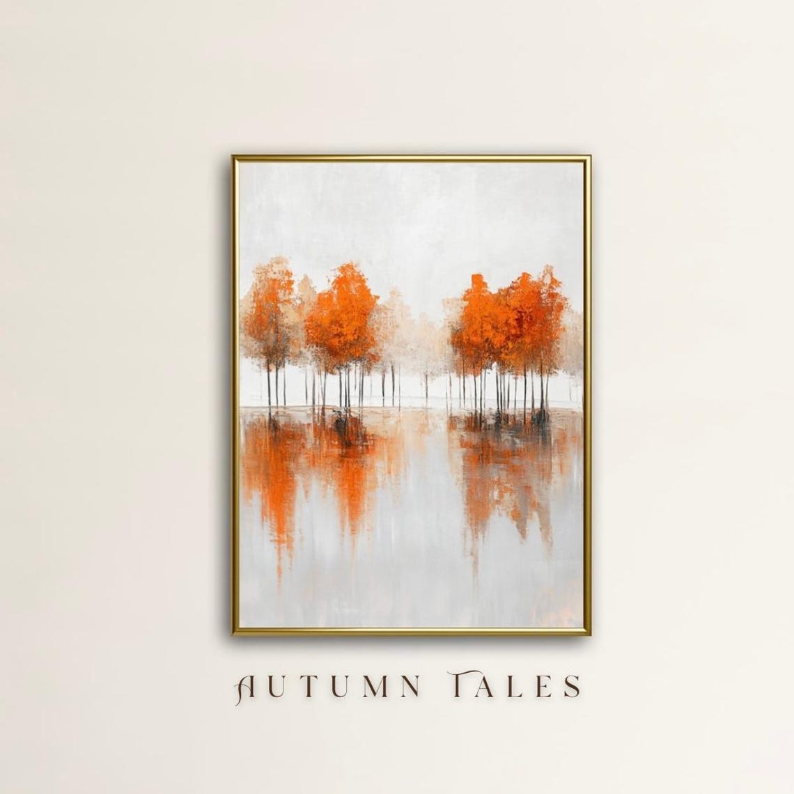 Autumn Tales Orange Trees Water Mirror Fall Landscape Poster