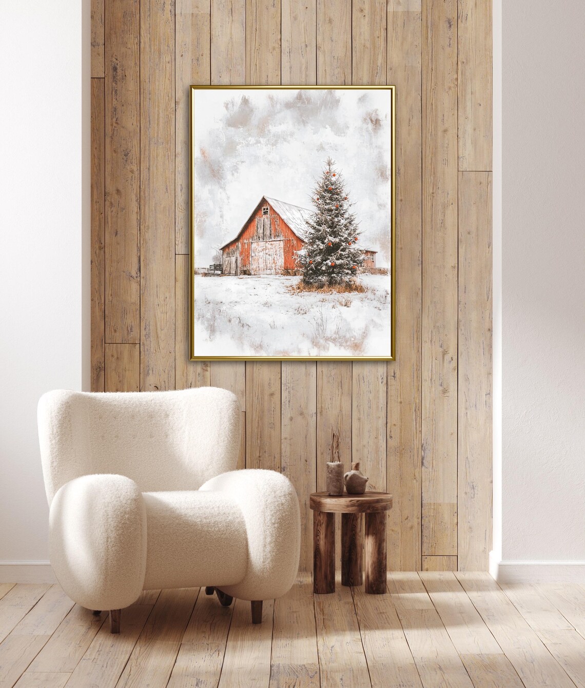 Vintage Barn in Winter Rustic Cottagecore Art Print - Image 5