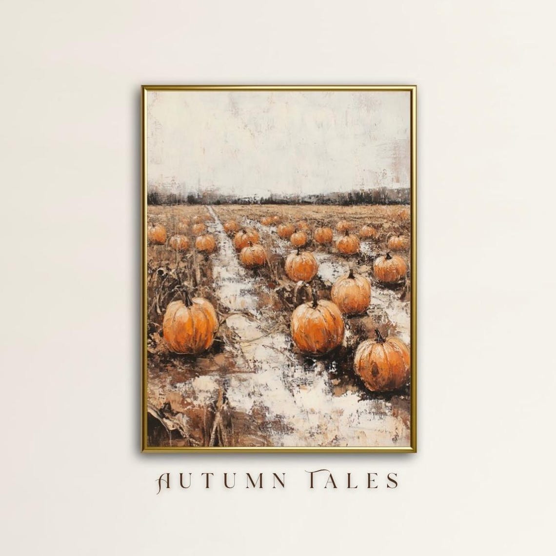 Autumn Tales Pumpkin Farm Rows Path Rustic Fall Harvest Poster