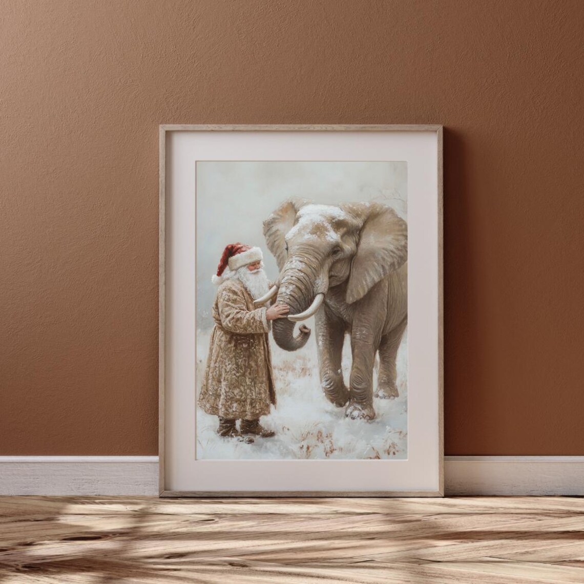 Santa And Elephant Reunion Christmas Art Print - Image 6