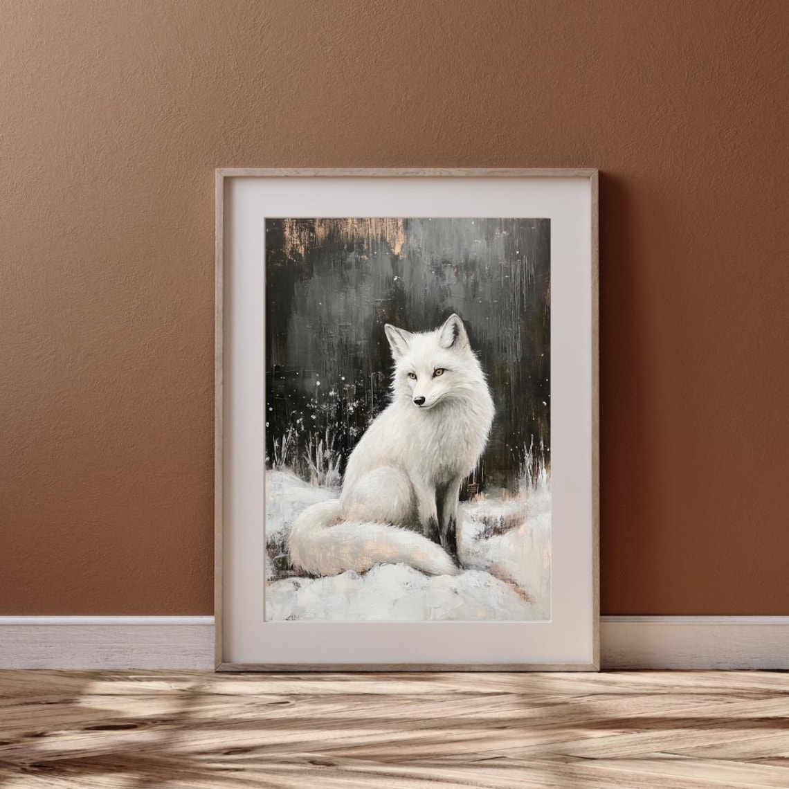 White Fox Winter Forest Minimalist Art Print - Image 6