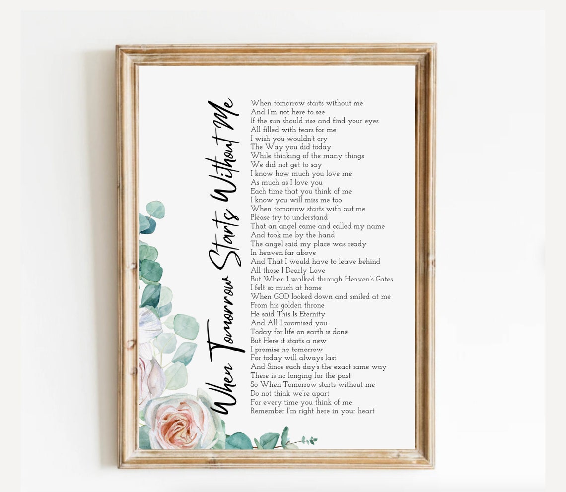 When Tomorrow Starts Without Me Blush Rose Sympathy Memorial Poster - Image 2