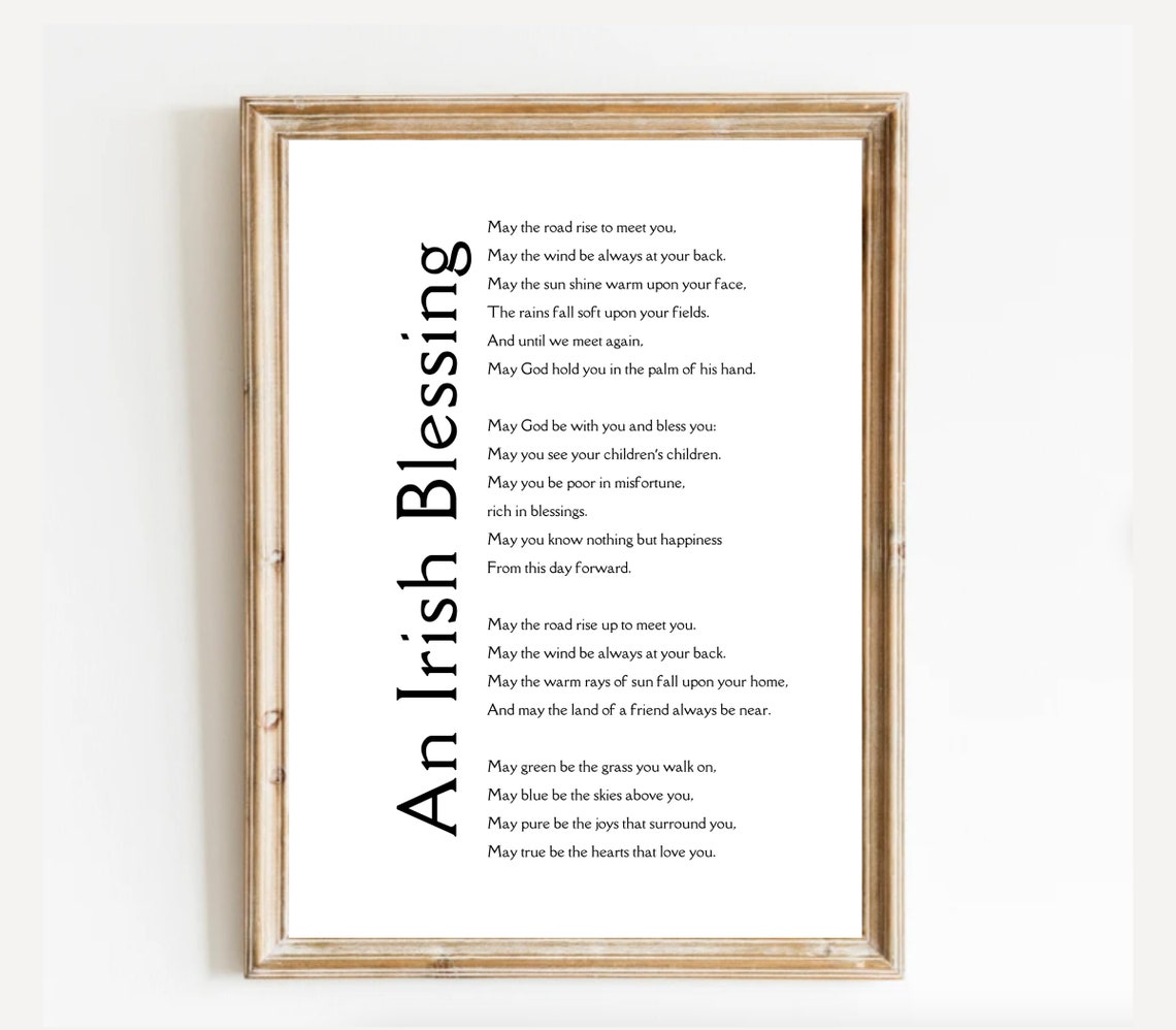 An Irish Blessing Vertical Typography Elegant Memorial Verse Poster