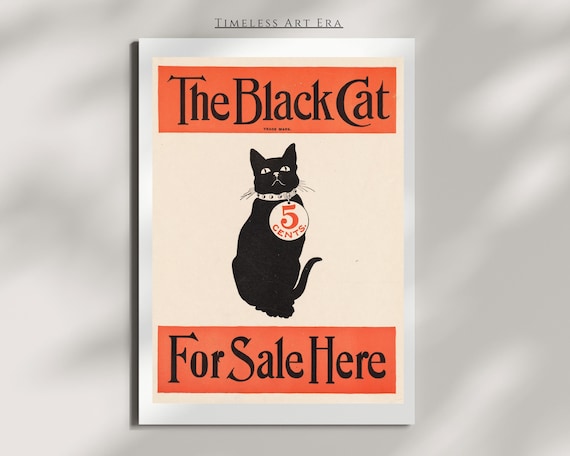 Retro Classic The Black Cat 5 Cents Vintage Advertisement Poster