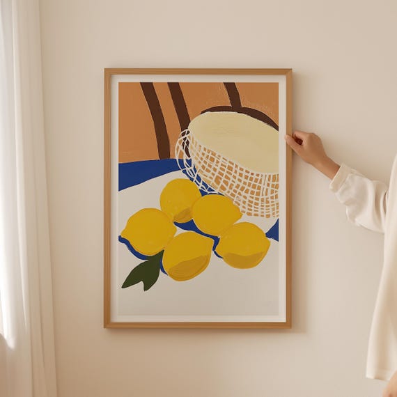 Lemon Kitchen Art Print Retro Mediterranean Decor