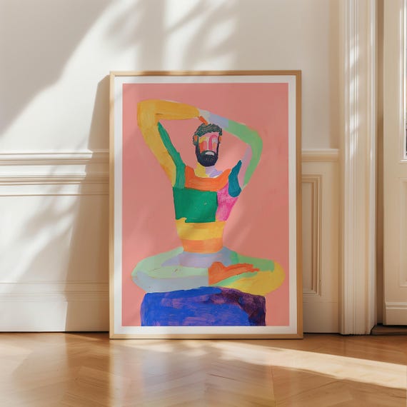 Abstract Yoga Man Art Print Color Pop Illustration