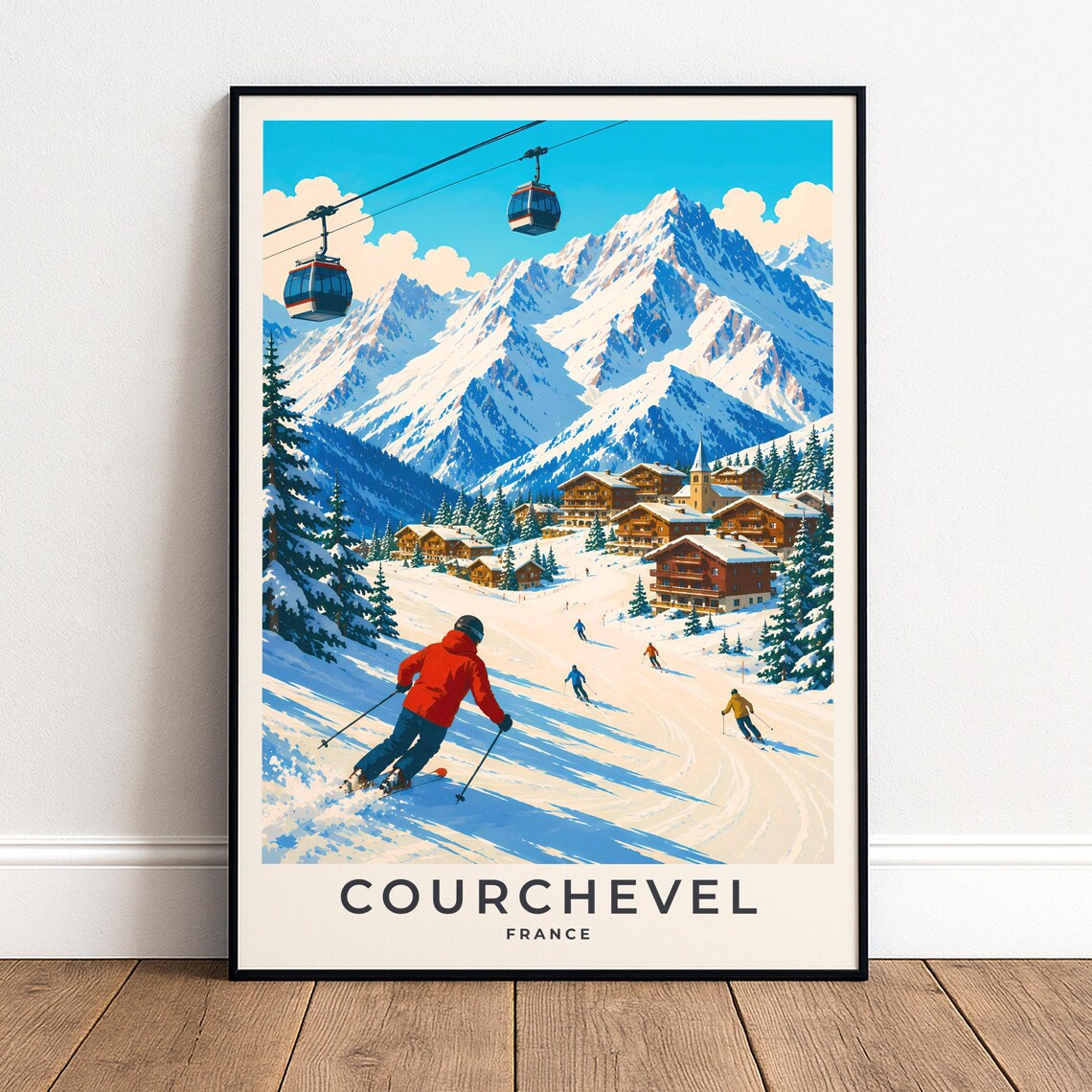 Courchevel Ski Poster, French Alps Winter Sports