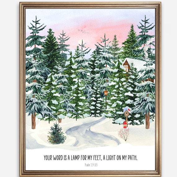 Psalm 119105 Art Your Word Is A Lamp For My Feet And A Light On My Path 5x7 8x10 11x14 16x20 Scripture Sign Bible Verse Diy Decor