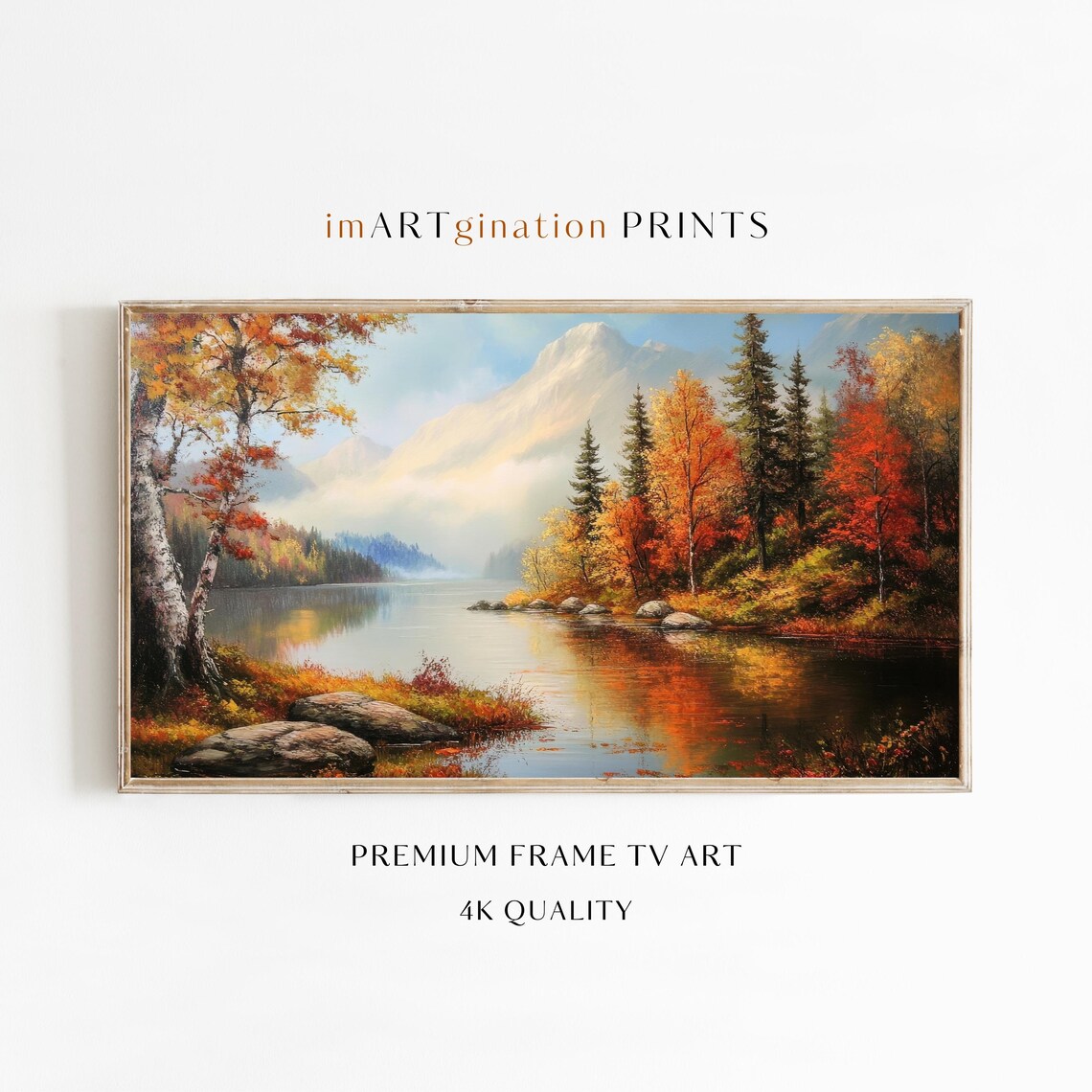 Vintage Autumn Landscape Art Print, Fall Forest