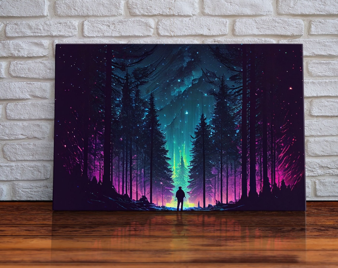 Van Gogh-Inspired Starry Night Forest Art Print