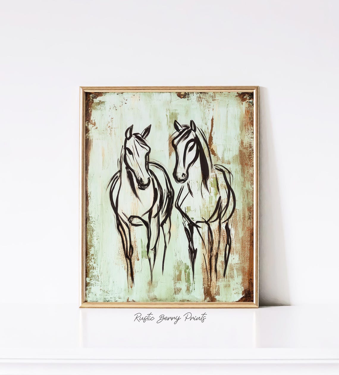 Horses, Rustic Wall Decor Art Print - Image 2