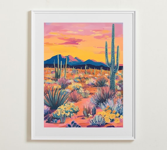 Vintage Sunset Wall Art Van Gogh Matisse Colorful Mountain Poster Midcentury Modern Botanical Gallery Wall Art Instant