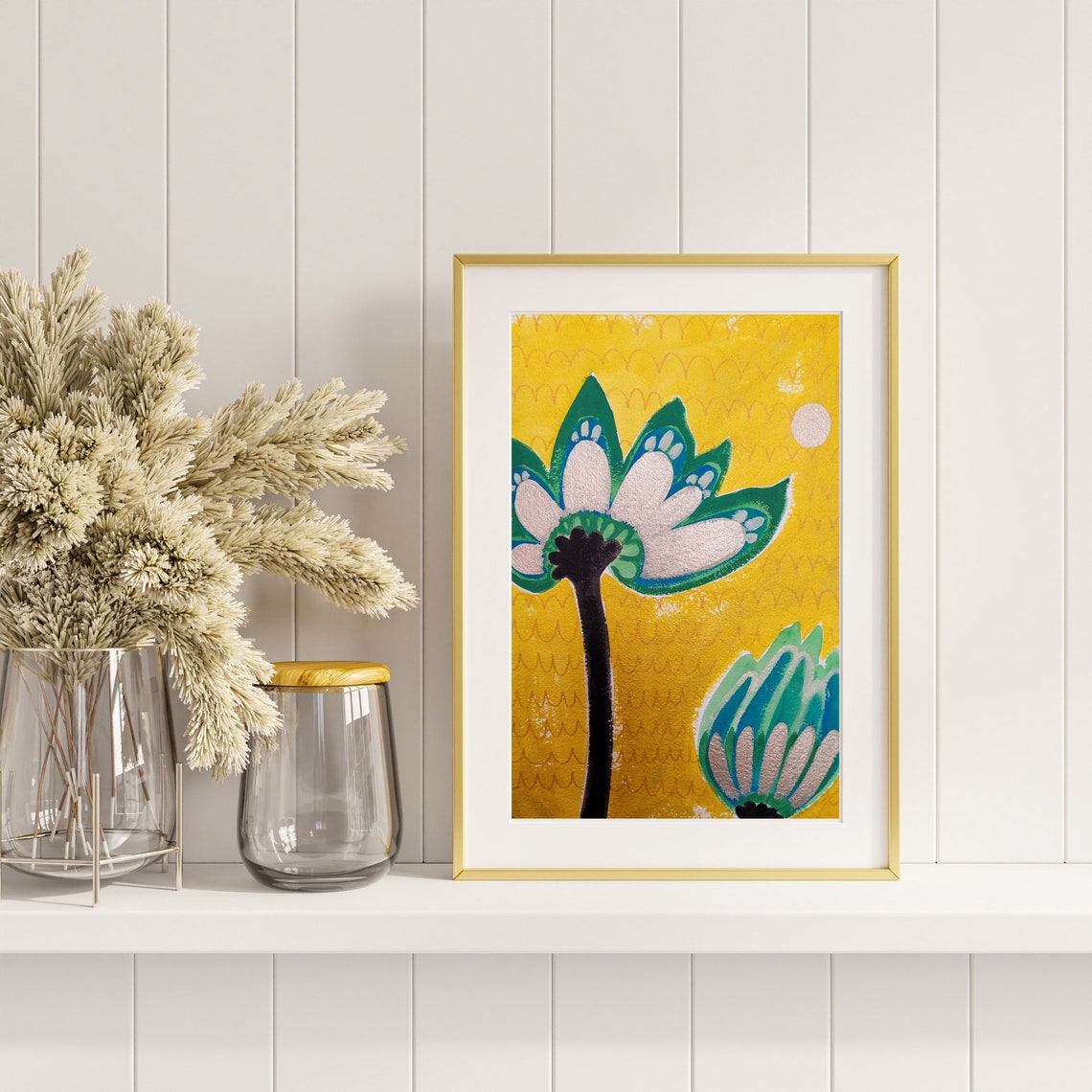 Bold Modern Poppy Bloom On Golden Yellow Floral Modern Poster - Image 3