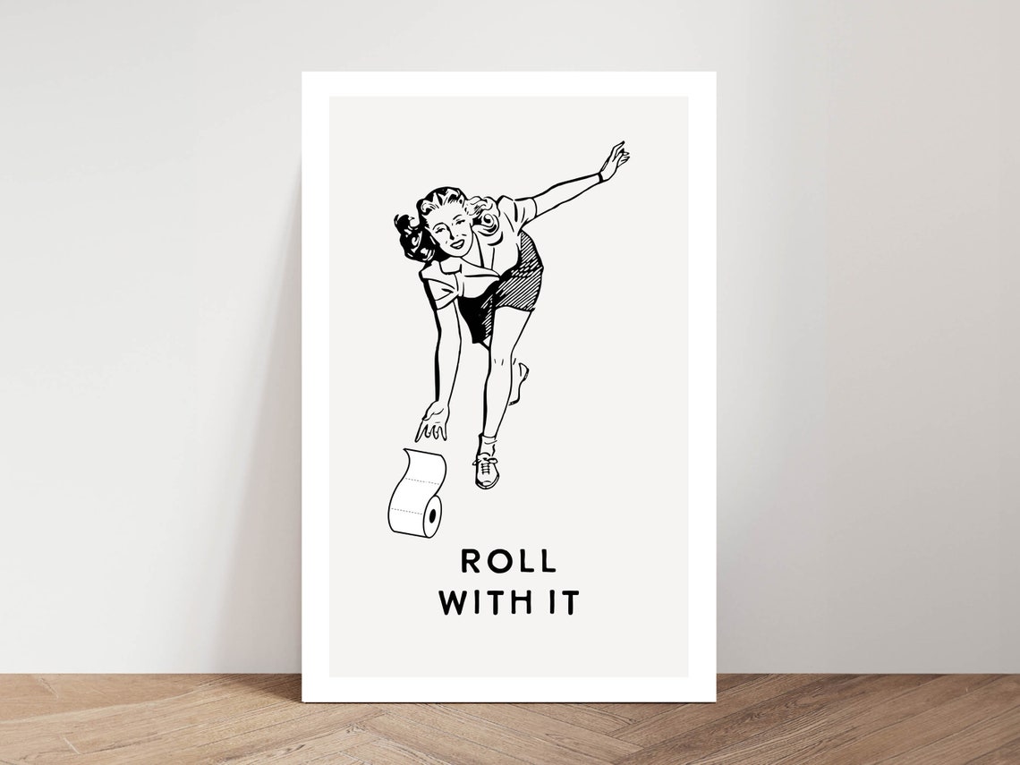 Roll With It Bathroom Print Funny Bathroom Wall Art Bathroom Poster Art Humor Guest Bathroom Sign Amusing Family - Image 2