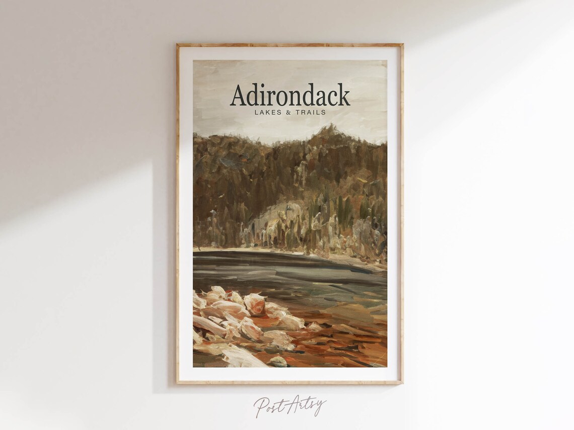 Adirondack Lakes Trails Vintage Style Travel Poster
