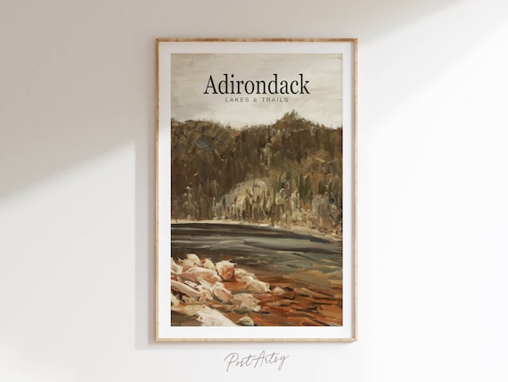 Adirondack Lakes Trails Vintage Style Travel Poster