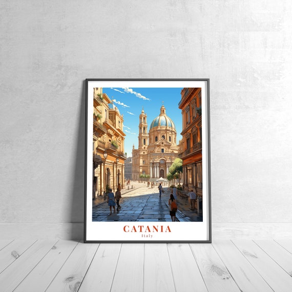 Catania Vintage Travel Poster Retro Italy Art Print Colorful Home Decor Wall Unique Gift