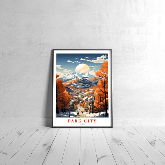 Park City Vintage Travel Poster Retro Usa Art Print Colorful Home Decor Wall Unique Gift