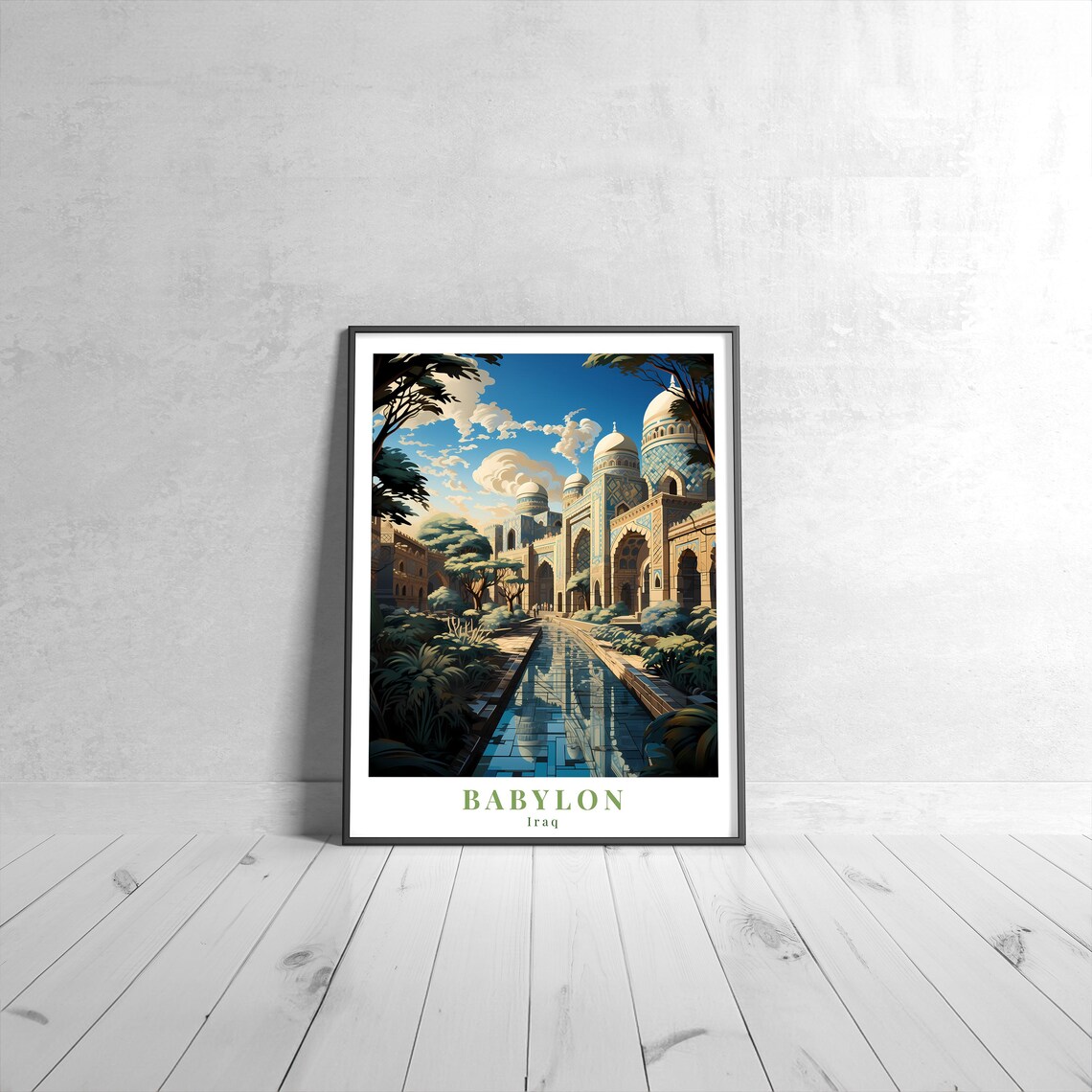 Babylon Iraq Vintage Travel Style Ancient Palace Canal Art Poster