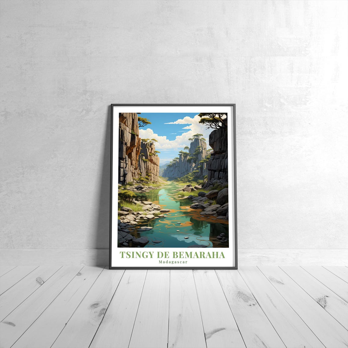 Tsingy De Bemaraha Madagascar Limestone Canyon Vintage Travel Poster