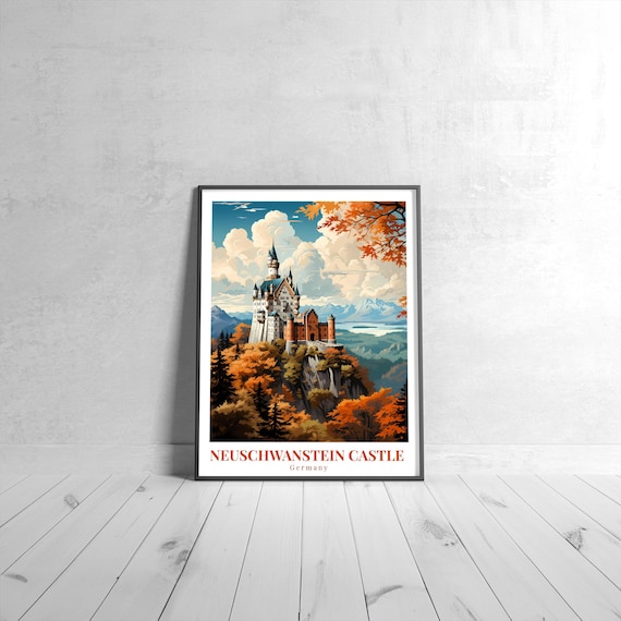 Neuschwanstein Castle Germany Autumn Fairytale Travel Art Poster